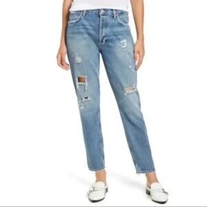 AGOLDE Jamie High Rise Distressed Slim Straight Leg Jeans 25